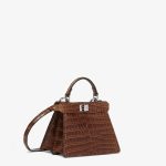 FENDI Peekaboo ISeeU Petite Brown crocodile bag with 306 hand-sewn topstitches - Image 2